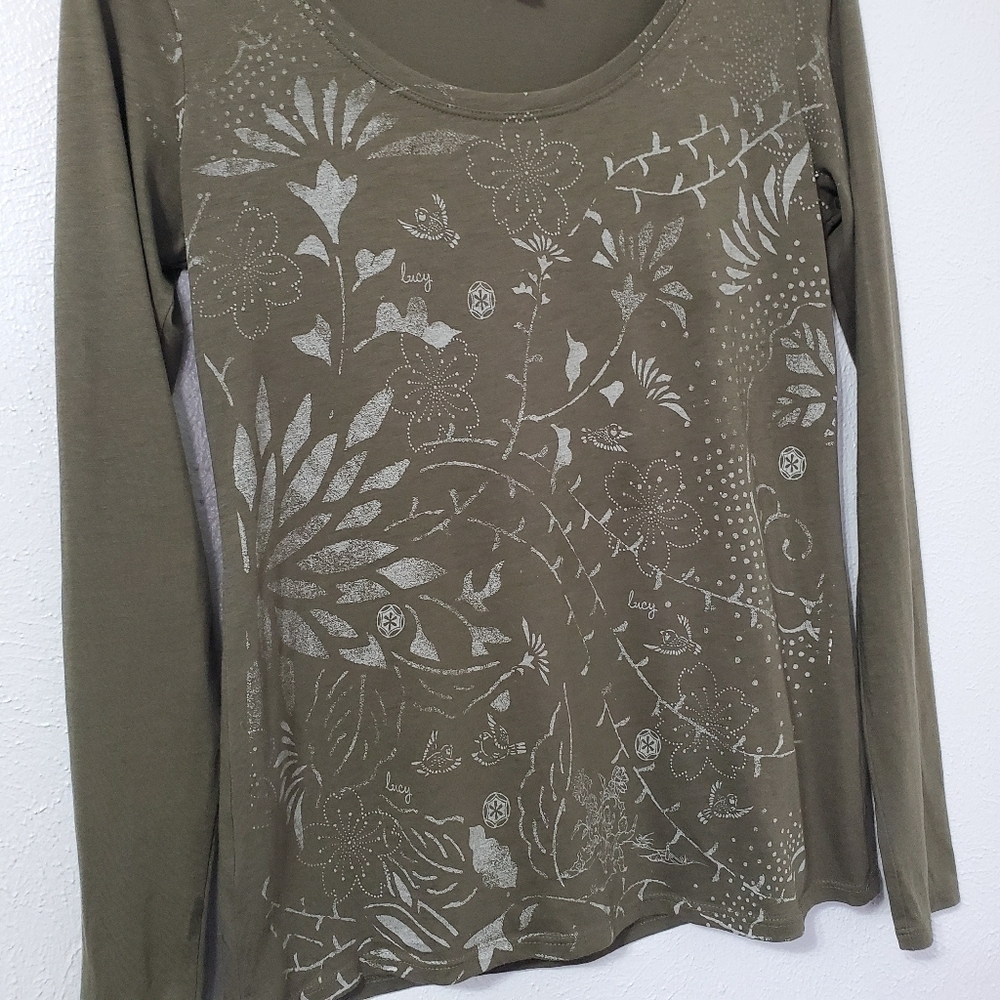 Sale 4/$30 Lucy Activewear Olive Green Top Women's Size Medium - Picture 4 of 8